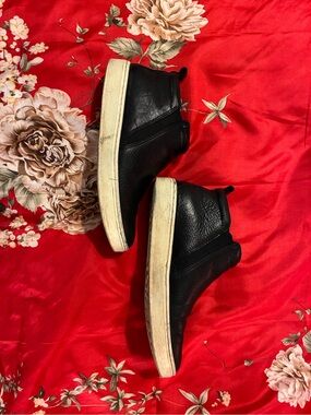 Sofft Black Leather Ankle Booties with White Sole